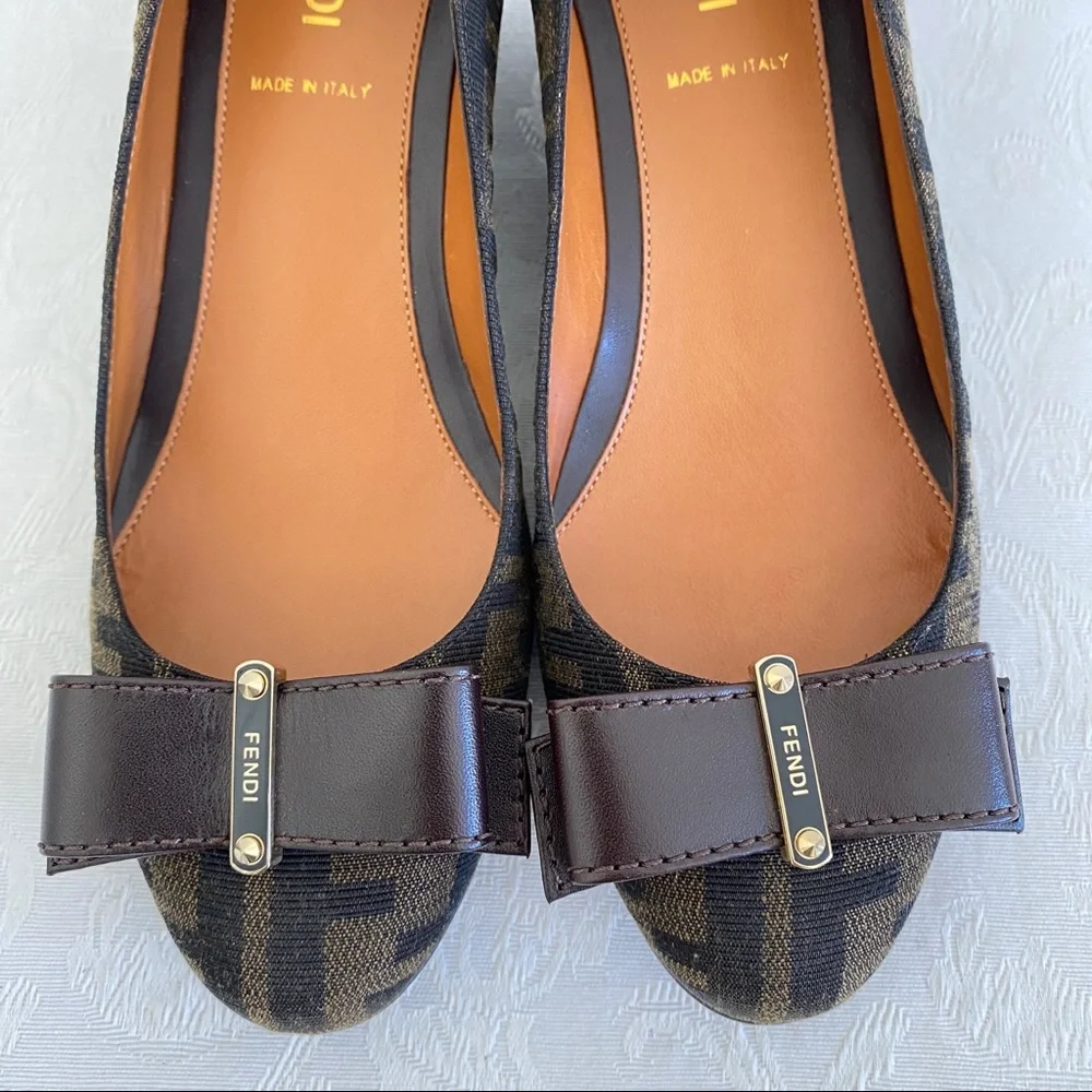fendi zucca bow wedge
